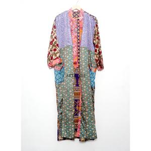 Pareo de Playa de Seda India, Suave, Transpirable, Elegante, Estilo Boho, con Parches Florales, Manga Larga, Cierre con Cordón, para Otoño/Primavera/Verano - Product Image 6