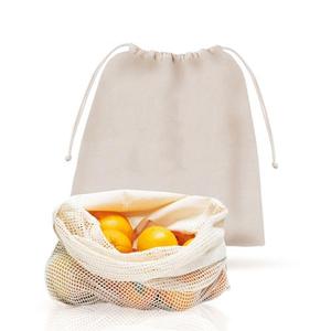 Bolsa de malla de alta calidad para compras, tamaño personalizado, para verduras, frutas, productos orgánicos, de algodón, con cordón, para dátiles, ajo - Product Image 3