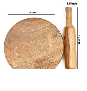 Handcrafted Eco-Friendly Wooden Chakla Belan Set <b>Rolling</b> Board <b>Pin</b> Durable Non-Stick Kitchen Tool Roti Chapati Dough Making Use - Product Image 3