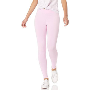 High Waist Solid Color Yoga <b>Leggings</b> Women Full Length Seamless Four-Way Stretch Elastic Waist Pants <b>Pink</b> - Product Image 2