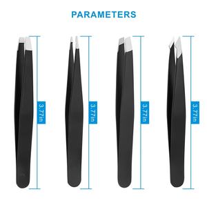 Pince à épiler RMI noire avec revêtement en poudre, en acier inoxydable, pointe argentée mate et 4 pinces à épiler à pointes différentes / Étui magnétique noir - Product Image 5