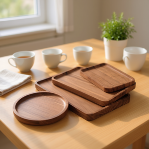 ถาดไม้สำหรับเสิร์ฟชา กาแฟ ขนม อาหารเช้า ใช้ในครัว ห้องรับประทานอาหาร ของตกแต่งบนโต๊ะอาหาร - Product Image 3