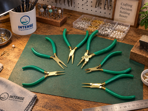 Juego de alicates profesionales para la fabricación de joyas, acabado dorado, mango verde, herramientas de precisión para doblar, cortar y dar forma a alambres, logotipo personalizado - Product Image 5
