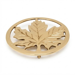 Luxurious Gold Aluminum Metal Trivet Maple Leaf Shape Heat Resistant Hot Pot <b>Stand</b> Decorative Table Protector For Kitchen Mats - Product Image 1