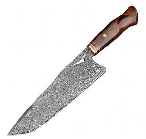 Cuchillo de Cocina Artesanal de Acero Damasco con Diseño de Gota de Lluvia, Mango de Palisandro y Latón - Product Image 5