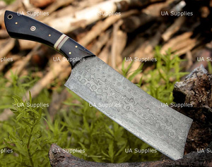 Couteau à découper la viande en acier Damas forgé à la main, robuste, avec manche ergonomique en bois Pakka, ambidextre, écologique, 8-9,9 pouces - Product Image 5