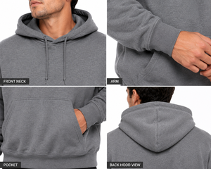 Wholesale Plain Gray <b>Pullover</b> Hoodie <b>Men</b> Women Unisex Casual Fleece Sweatshirt with Kangaroo Pocket Drawstring Hood Blank Hoodie - Product Image 4