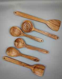 Juego de cubiertos desechables de madera con diseño floral, 160 mm, cuchara, tenedor y cuchillo de madera de abedul, biodegradables y compostables, para catering. - Product Image 4