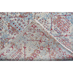 Tapis en laine marocain bleu vintage noué à la main, à poils ras, style treillis, pour salon, chambre et hôtel - Product Image 2