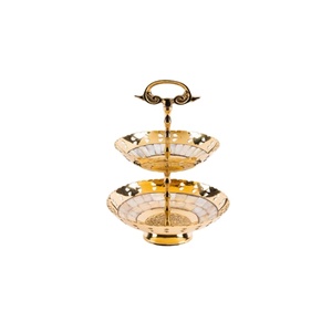 Luxuries Designer Mother Of Pearl Decorative <b>Cake</b> Stand 2 <b>Tier</b> Metal <b>Cake</b> Stand Serving Tray For Parties And Anniversary Use - Product Image 1