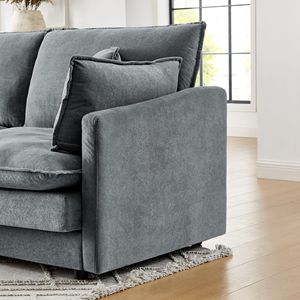 Divano Sezionale Moderno a L Convertibile a 4 Posti, Oversize, per Soggiorno, con Pouf Contenitore e Tessuto in Spugna - Product Image 6