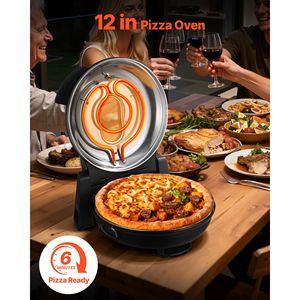Forno Elettrico per Pizza da 1200W con 12 Modalità di Controllo della Temperatura, Pietra Refrattaria in Cordierite, 5 Modalità di Cottura, Funzione Mantenimento Caldo - Product Image 3