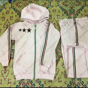 Survêtements personnalisés survêtement épais polaire 100% coton deux pièces sweats à capuche et pantalons de survêtement costume jogging wuit avec sérigraphie - Product Image 6