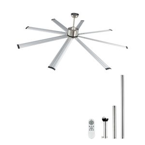 Ventilatore da soffitto moderno da 84 pollici a basso profilo, a incasso, in alluminio, con 8 pale, motore DC reversibile, telecomando a 6 velocità e pale in plastica - Product Image 1