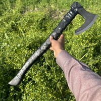 Burraq Hache de fendage personnalisée 19,5 pouces en acier au carbone, tête de tomahawk, manche en bois de rose, étui en cuir, pour usage industriel, camping, chasse, bricolage