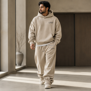 Ensemble de survêtement en molleton ample avec logo imprimé personnalisé, tissu polaire doux, poche kangourou, poignets côtelés, fabricant OEM, résistant aux intempéries - Product Image 2
