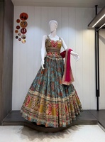 Ensemble Lehenga Choli en soie épaisse, imprimé numérique, avec travail de miroirs et dentelle, dupatta longueur ras du sol, tenue de soirée pour femme