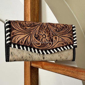 Cartera de piel de vaca de pelo auténtico para mujer, cartera de mano, Colección occidental, éxito de ventas, multiusos - Product Image 2