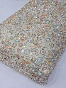 Tissu de broderie perlée haut de gamme, tissu personnalisé, tissu à sequins, tissu en dentelle, vêtements de mode, boutique de vêtements, vente en gros, exportation - Product Image 1