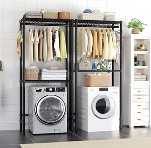 OEM/ODM Vietnam Over Washer and Dryer Storage <b>Shelf</b> 2 Tier Adjustable Height Laundry Room Organizer Rack White - Product Image 1