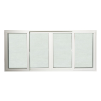 Окно раздвижное Hoffen Pro UPVC, 240x110 см, белая рама, с сеткой от комаров из стекловолокна, стеклянное, для подвала и наружного использования