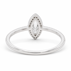 Anillo de compromiso de oro blanco con diamantes cultivados en laboratorio, corte marquesa y halo, para mujer - Product Image 2