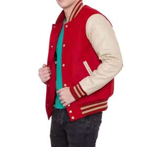 Varsity Jacket Causal Slim Fit Bomber Baseball Jackets Letterman Wool Varsity Jacket for <b>Men</b> - Product Image 3
