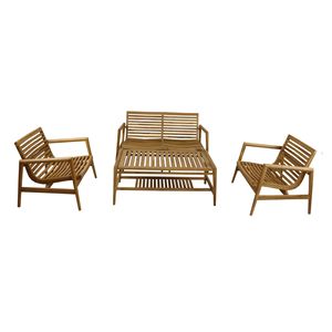 Modern Teak Wicker Outdoor <b>Sofa</b> Set PE Waterproof Quick-Dry Cushion Durable <b>Garden</b> Villa Living Room Gym Hotel Park Use - Product Image 2