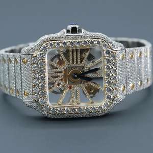 Stylish <b>Skeleton</b> Mens <b>Watch</b> Round Cut Moissanite Diamond Party Wear <b>Watch</b> Exclusive Designer <b>Watch</b> for Men's - Product Image 1