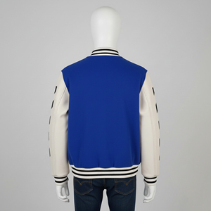 Blouson universitaire de baseball personnalisé en chenille brodée avec patchs, manches en cuir de mouton, 100 % laine, collection Hiver 2023, vente en gros - Product Image 4