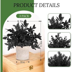 Set di 3 Piante Artificiali di Eucalipto Nero per Decorazioni di Halloween e Scrivanie di Casa e Ufficio - Product Image 6