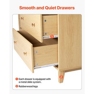 Cómoda de Roble con 6 Cajones y Dispositivo Antivuelco, Almacenamiento Moderno y Minimalista para Uso en Exteriores - Product Image 6