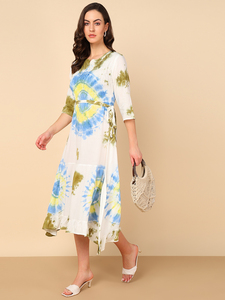 Robe évasée trapèze en rayonne tie & dye pour femme, séchage rapide, idéale pour l'été, les fêtes, le style de vie moderne et le quotidien – Meilleur prix fournisseur - Product Image 4