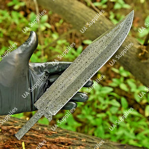 Cuchillo Bowie de Caza de Acero Damasco de Alta Calidad con Patrón de Gota de Lluvia, Hoja Completa, Suministros para Fabricación de Cuchillos, Hojas en Blanco OEM - Product Image 2