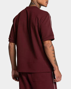 Camiseta y Pantalones Cortos para Hombre al por Mayor, OEM, Personalizados, Color Borgoña, Talla Grande, con Ribete, 100% Algodón, Transpirables, para Gimnasio y Ropa Urbana - Product Image 4