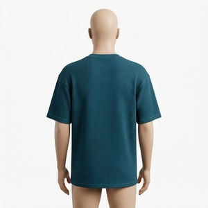 Men's <b>Waffle</b> Knit Oversized T <b>Shirt</b> Crew Neck Short Sleeve Casual Streetwear Textured Cotton Blend Relaxed Fit - Product Image 4