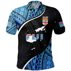 เสื้อโปโลแขนสั้นลายธงชาติฟิจิสำหรับผู้ชาย ทรงปกติ ระบายอากาศได้ดี ผลิตจากโพลีเอสเตอร์ 100% เหมาะสำหรับใส่ลำลอง - Product Image 4