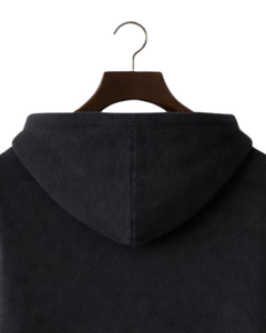 Sudadera con Capucha Negra Personalizada para Hombre, Tejido de Punto, Cierre de Tres Botones, Mezcla de Algodón Suave, Cálida para Invierno, Estilo Casual Urbano, Personalización OEM - Product Image 6