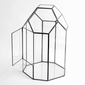 <b>Clear</b> Glass Black Metal Contemporary Handicraft Durable Framed Terrarium Planter <b>Vase</b> for Living Room Luxury Home Table Decor - Product Image 1