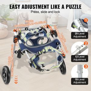 Silla de Ruedas Manual Ligera de 2 Ruedas para Perros, Carrito Ajustable para Mascotas para la Recuperación de las Patas Traseras, Ayuda en la Curación - Product Image 4