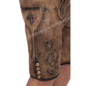 Auténticos pantalones cortos bávaros Lederhosen de cuero genuino de cabra para hombre, atuendo tradicional alemán premium para el Oktoberfest. - Product Image 4