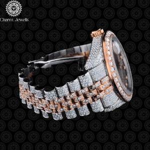 Charm Jewells Montre en acier inoxydable avec diamants, cadran analogique rond, cristal saphir, mode de luxe pour femmes, 38 mm, quartz - Product Image 3