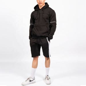 New Design Custom French Terry Cotton Plain Unisex Hoodies Two Piece <b>Shorts</b> Set Streetwear Tracksuit With Side Mens Tracksuit - Product Image 1
