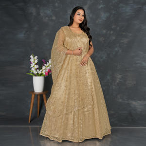 Elegante Vestido Largo de Red con Bordado, Silueta Acampanada, Secado Rápido, Suave Dupatta, Ideal para Bodas, Diwali, Playa y Otras Ocasiones - Product Image 2