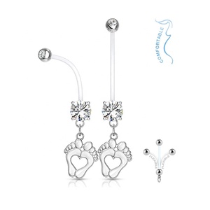 BabyFeet CZ Cristal <span class=keywords><strong>Nombril</strong></span> Anneau Femmes Enceintes Flexible Acrylique Ventre Accessoire Coloré Cristal Piercings Sexy Enceinte Bijoux - Product Image 6