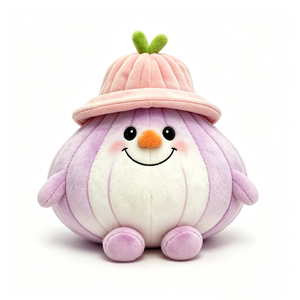 customized Soft onion pillow plush,<b>Purple</b> and white onion,Onion plush with arms and legs,Onion plush with pink bucket <b>hat</b> - Product Image 5