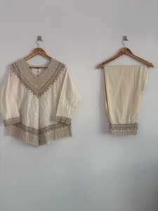 Conjunto de Dos Piezas de Encaje Floral Boho para Mujer, Pijama de Algodón Bordado, Suave y Transpirable, Nueva Llegada - Product Image 2