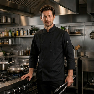 Wholesale Regular Fit Chef Uniform Long Sleeve Breathable Polyester Cotton <b>Kitchen</b> Jacket for Hotel & Restaurant - Product Image 6