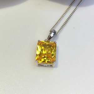 Collier rectangulaire en citrine, pendentif en argent sterling, pierre de naissance de novembre, cadeau d'anniversaire pour femme - Product Image 3