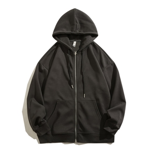 Sweat à capuche unisexe d'hiver imprimé zippé en maille ample respirante en polyester/coton écologique – Vente en gros - Product Image 2